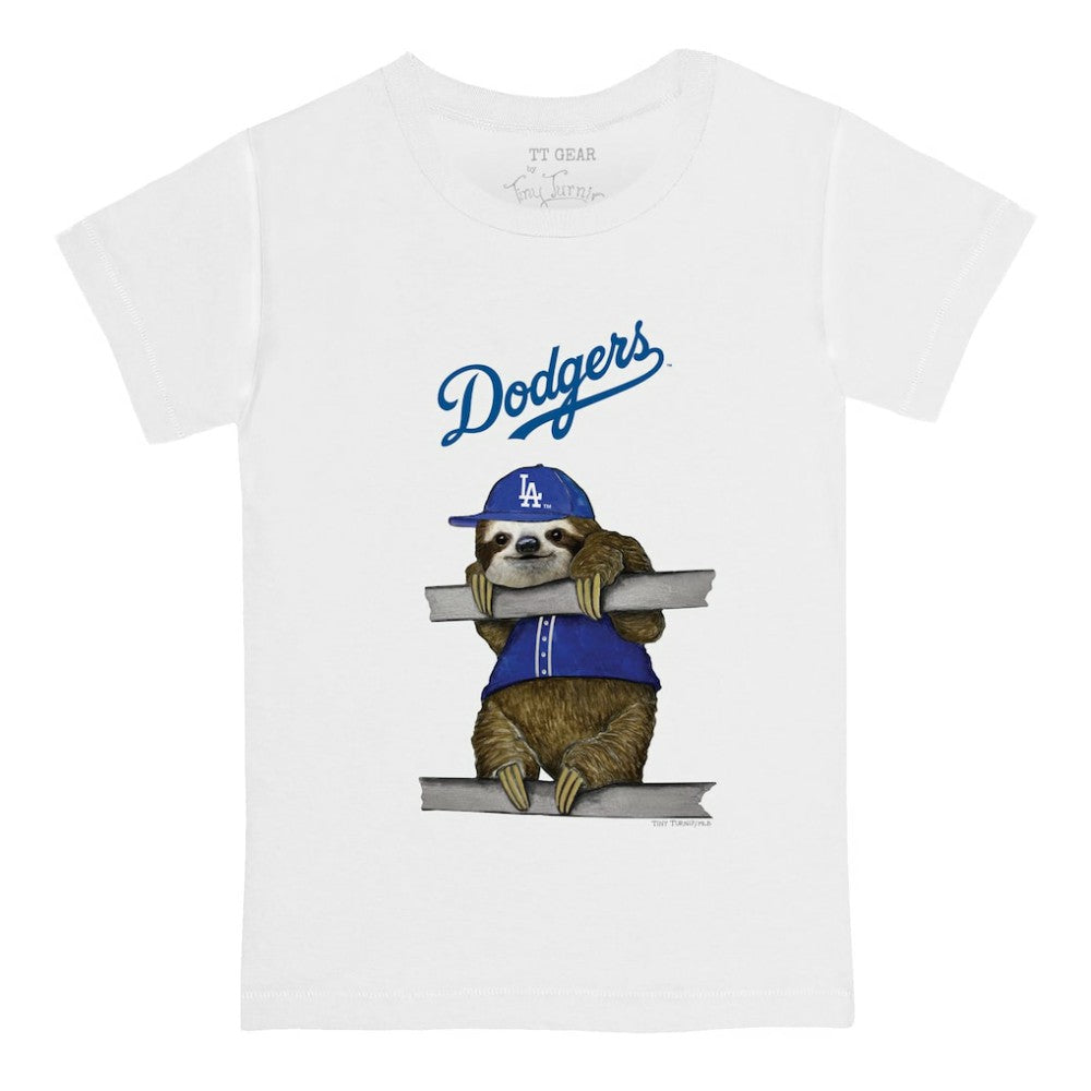 White Los Angeles Dodgers Tiny Turnip Youth Sloth T-Shirt