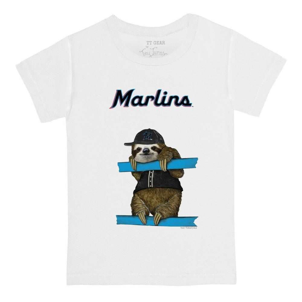 White Miami Marlins Tiny Turnip Youth Sloth T-Shirt