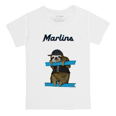 White Miami Marlins Tiny Turnip Youth Sloth T-Shirt