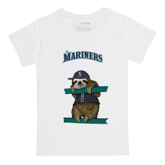 White Seattle Mariners Tiny Turnip Youth Sloth T-Shirt