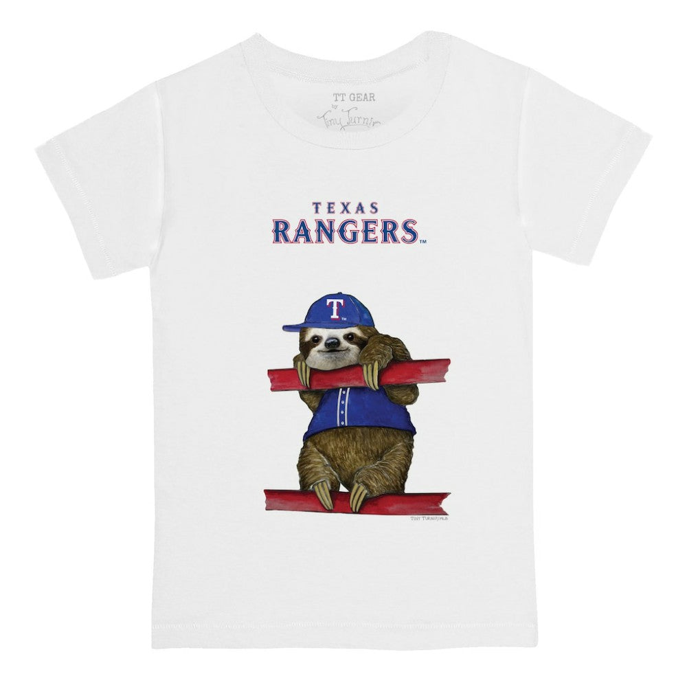 White Texas Rangers Tiny Turnip Youth Sloth T-Shirt