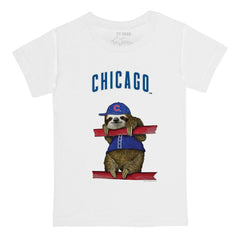 White Chicago Cubs Tiny Turnip Youth Sloth T-Shirt