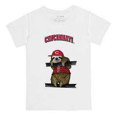 White Cincinnati Reds Tiny Turnip Youth Sloth T-Shirt