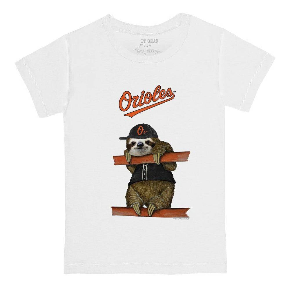 White Baltimore Orioles Tiny Turnip Youth Sloth T-Shirt