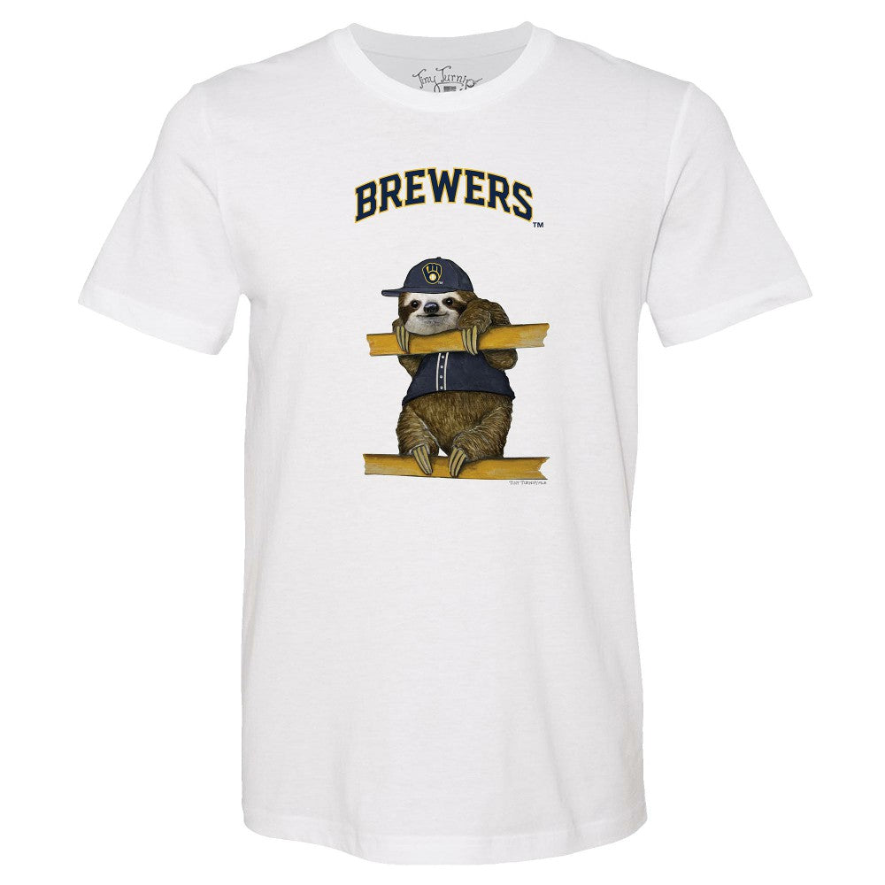 White Milwaukee Brewers Tiny Turnip Unisex Sloth T-Shirt