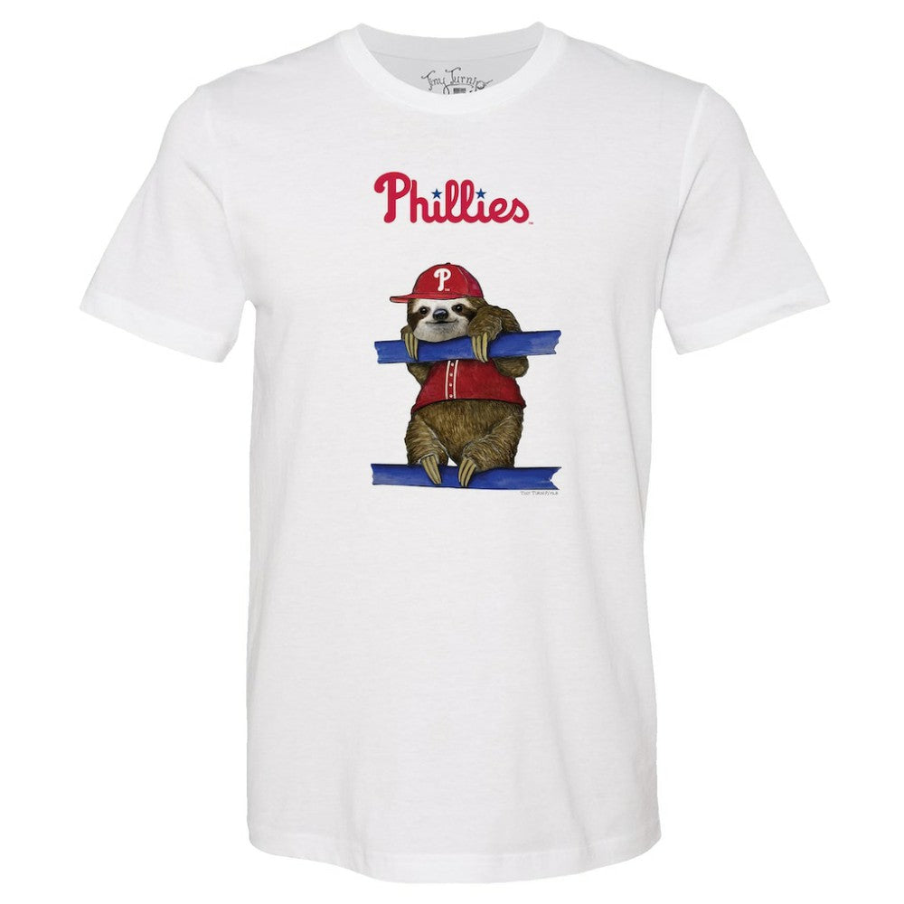 White Philadelphia Phillies Tiny Turnip Unisex Sloth T-Shirt