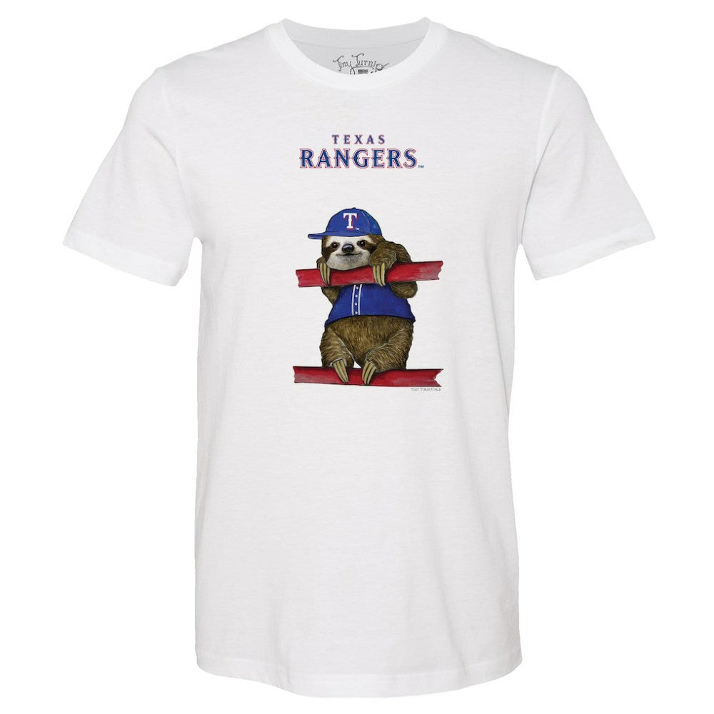 White Texas Rangers Tiny Turnip Unisex Sloth T-Shirt
