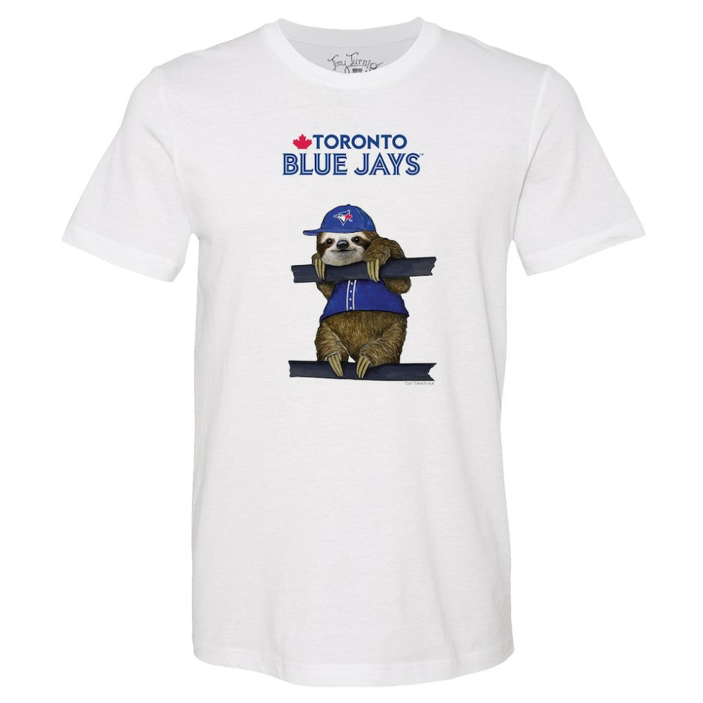 White Toronto Blue Jays Tiny Turnip Unisex Sloth T-Shirt
