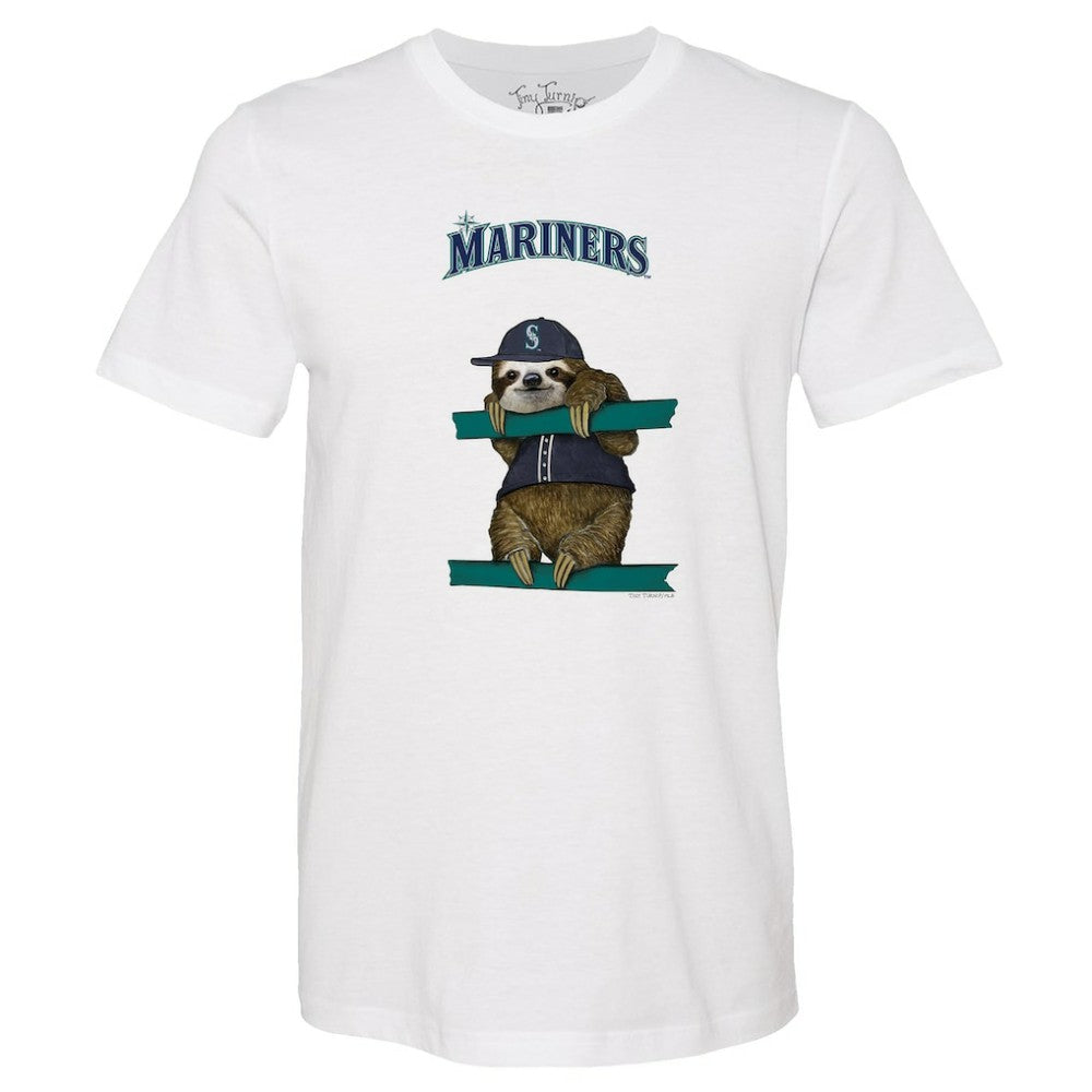 White Seattle Mariners Tiny Turnip Unisex Sloth T-Shirt