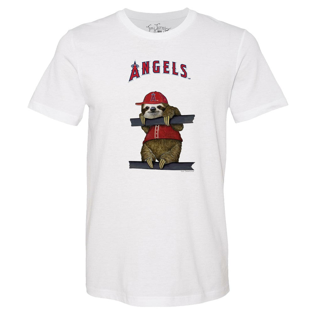White Los Angeles Angels Tiny Turnip Unisex Sloth T-Shirt
