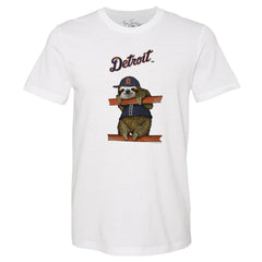 White Detroit Tigers Tiny Turnip Unisex Sloth T-Shirt