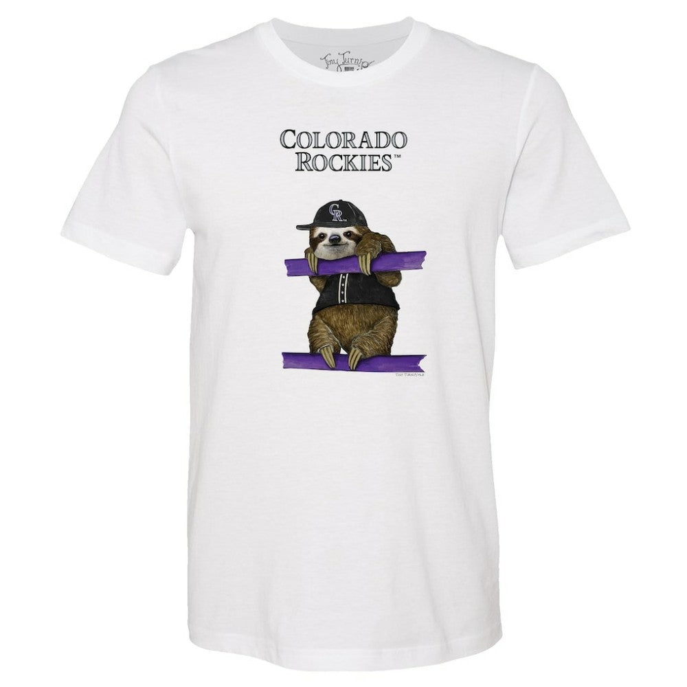 White Colorado Rockies Tiny Turnip Unisex Sloth T-Shirt
