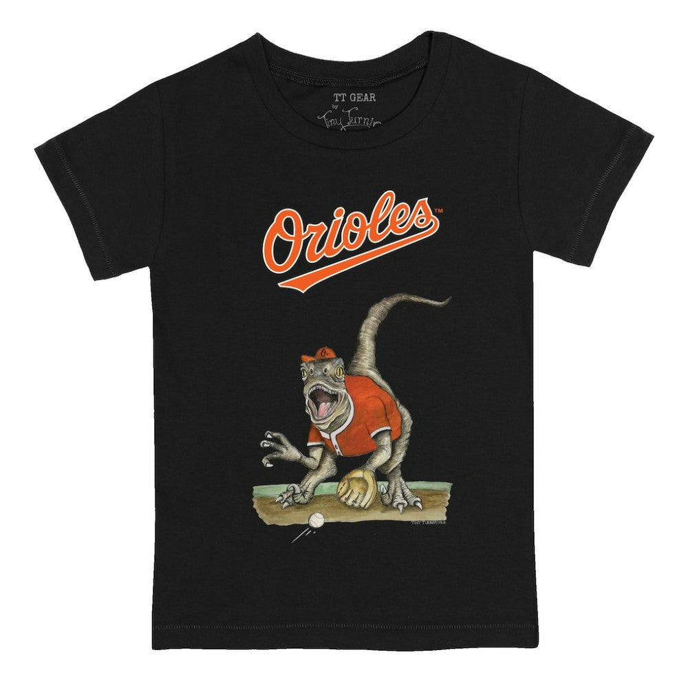 Black Baltimore Orioles Tiny Turnip Youth Velociraptor T-Shirt