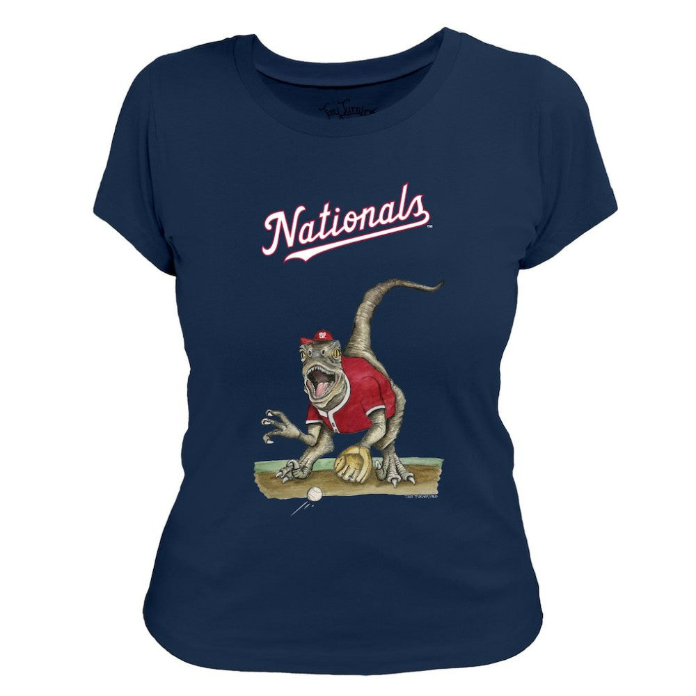 Navy Washington Nationals Tiny Turnip Women's Velociraptor T-Shirt