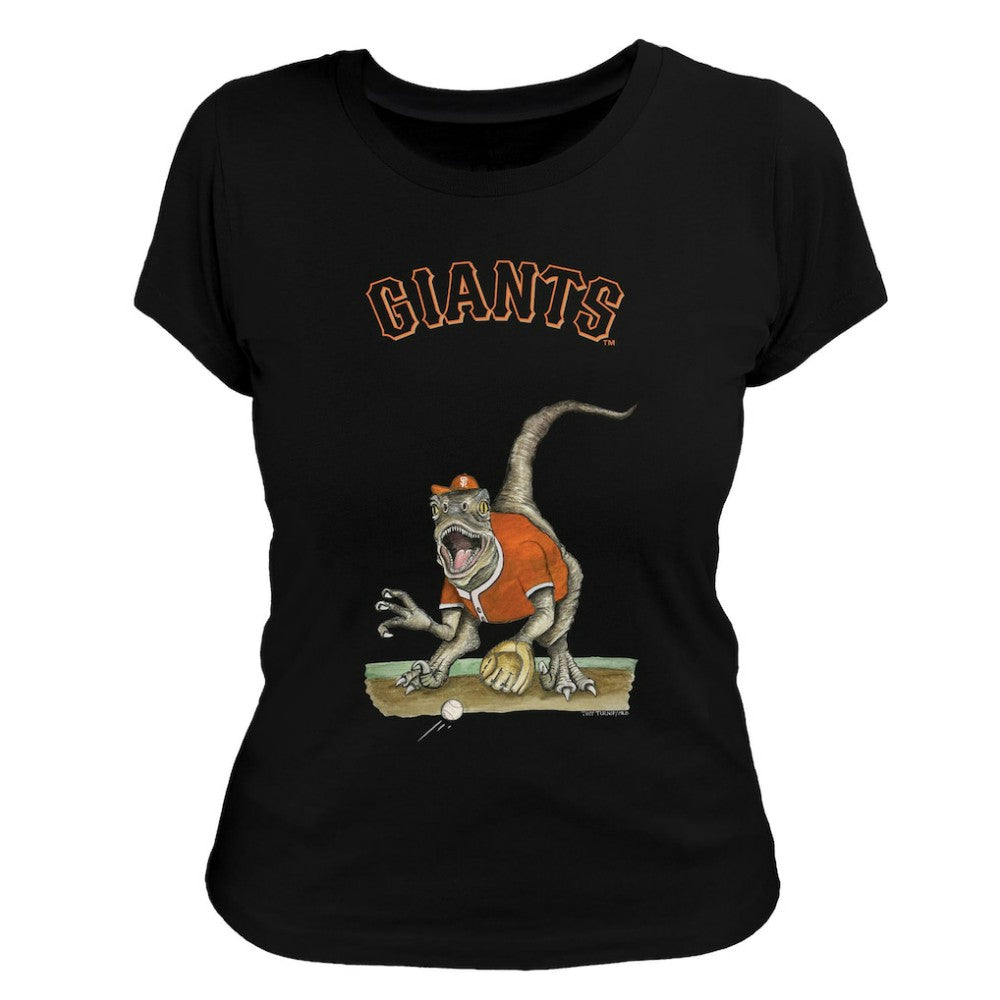Black San Francisco Giants Tiny Turnip Women's Velociraptor T-Shirt