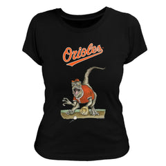 Black Baltimore Orioles Tiny Turnip Women's Velociraptor T-Shirt