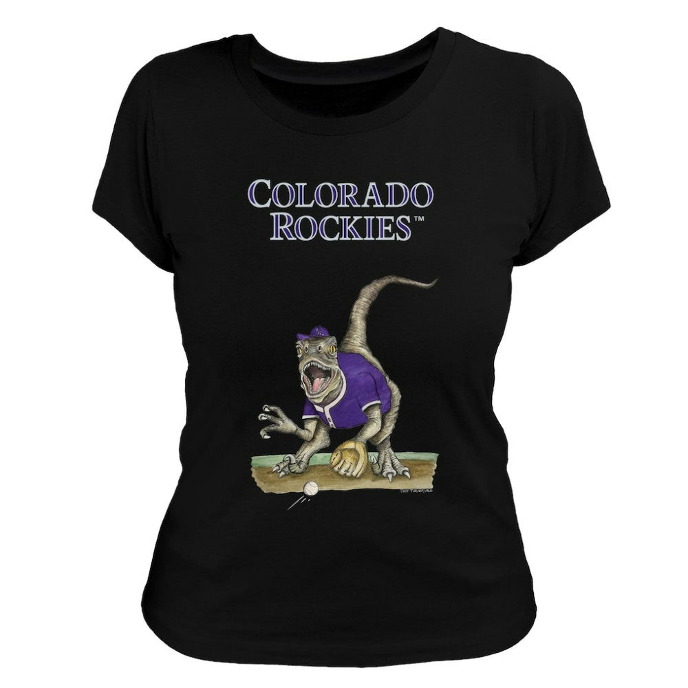 Black Colorado Rockies Tiny Turnip Women's Velociraptor T-Shirt