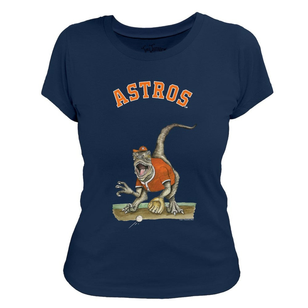 Navy Houston Astros Tiny Turnip Women's Velociraptor T-Shirt