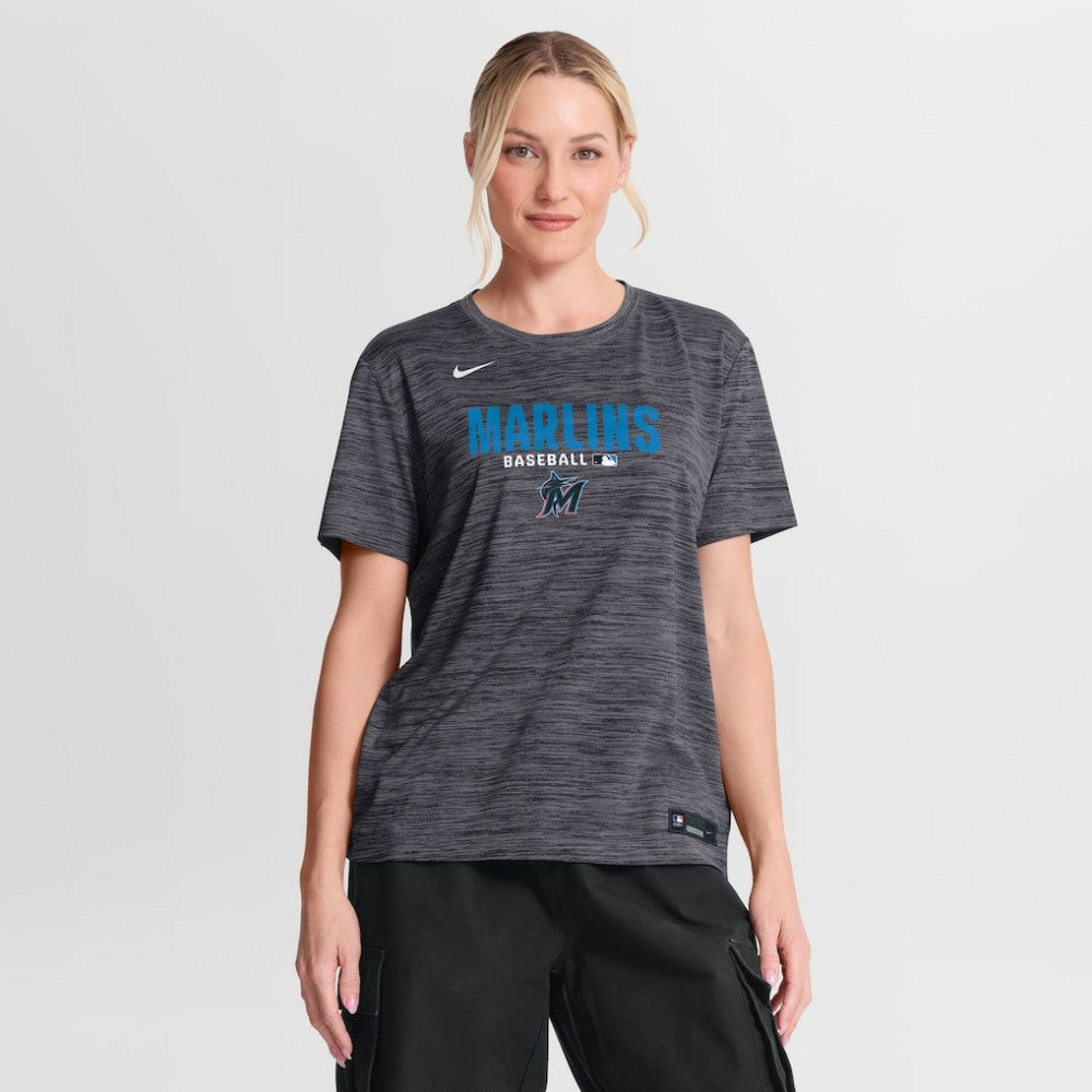 Black Miami Marlins Nike Women's Authentic Collection Velocity Dri-FIT T-Shirt