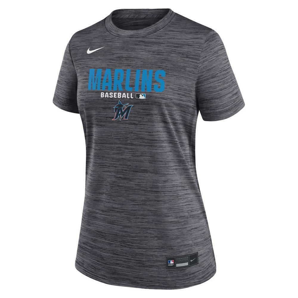 Black Miami Marlins Nike Women's Authentic Collection Velocity Dri-FIT T-Shirt