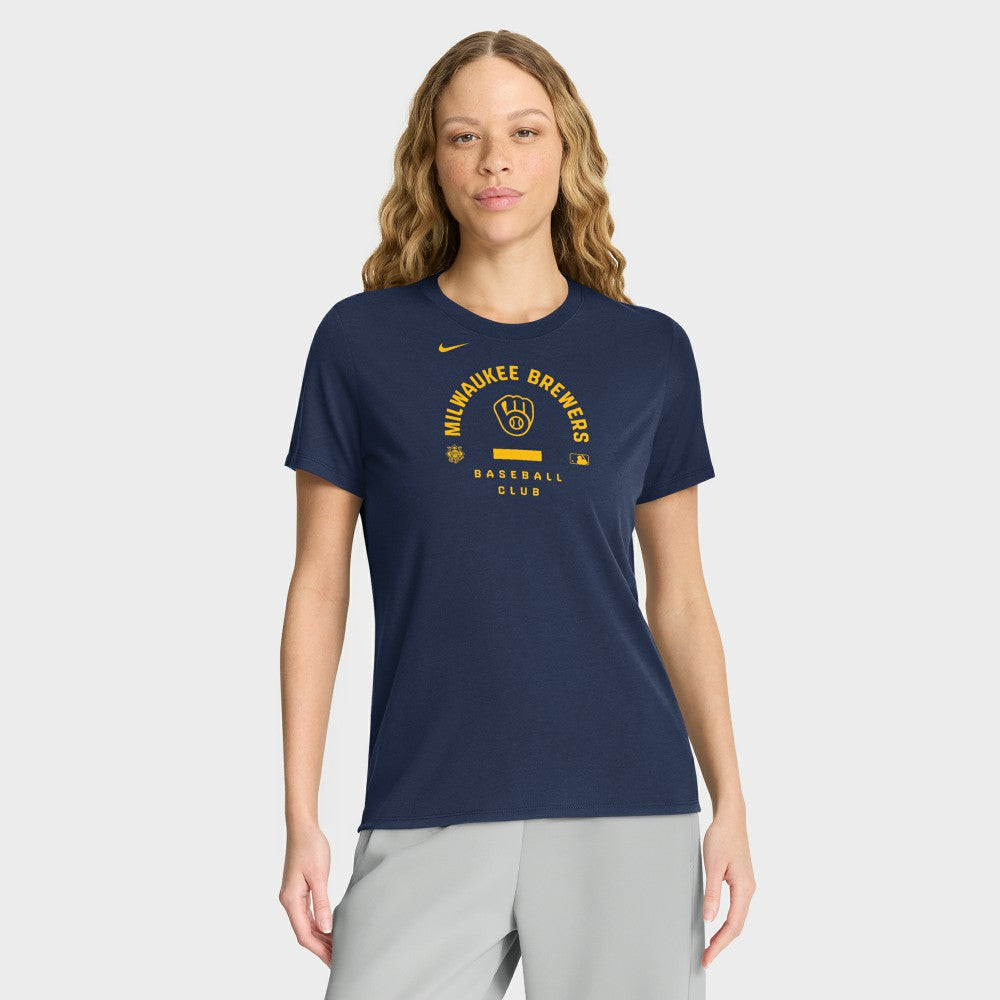 Navy Milwaukee Brewers Nike Women's Authentic Collection Early Work Tri-Blend Dri-FIT T-Shirt