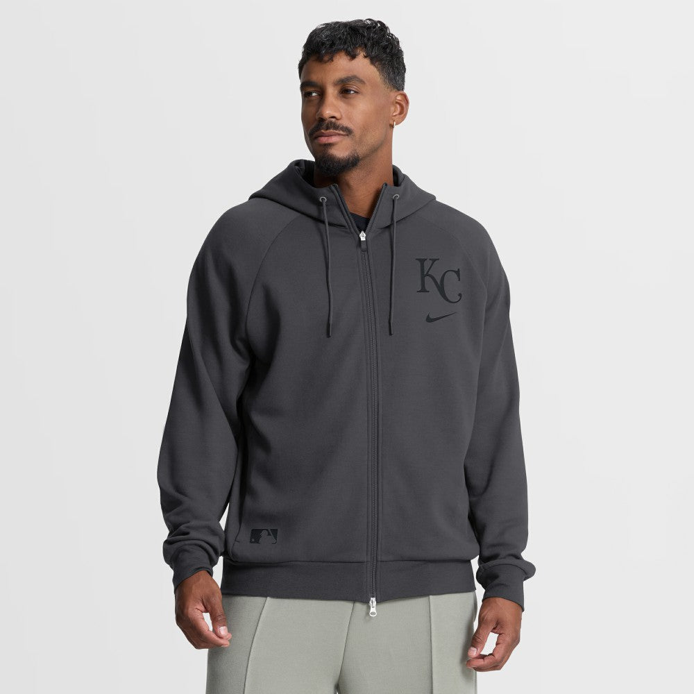 Anthracite Kansas City Royals Nike Authentic Collection Player Raglan Dri-FIT Full-Zip Hoodie