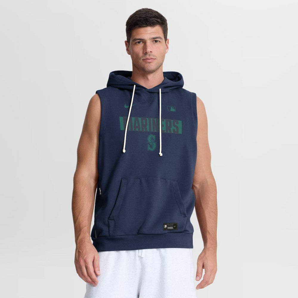 Navy Seattle Mariners Nike Authentic Collection Standard Issue Dri-FIT Sleeveless Hoodie