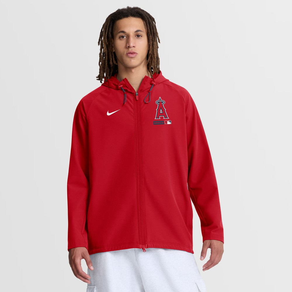 Red Los Angeles Angels Nike Authentic Collection Raglan Therma-FIT Full-Zip Hooded Jacket