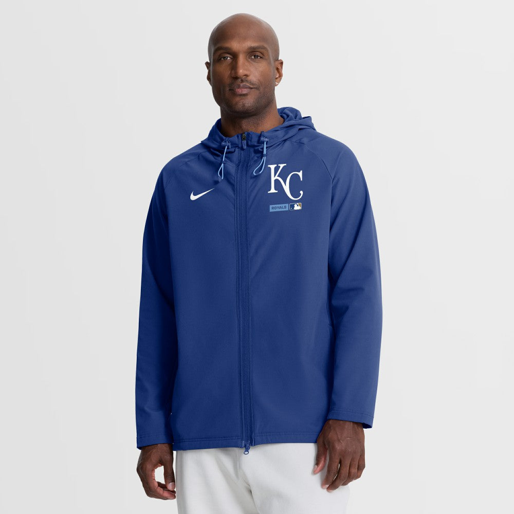 Royal Kansas City Royals Nike Authentic Collection Raglan Therma-FIT Full-Zip Hooded Jacket