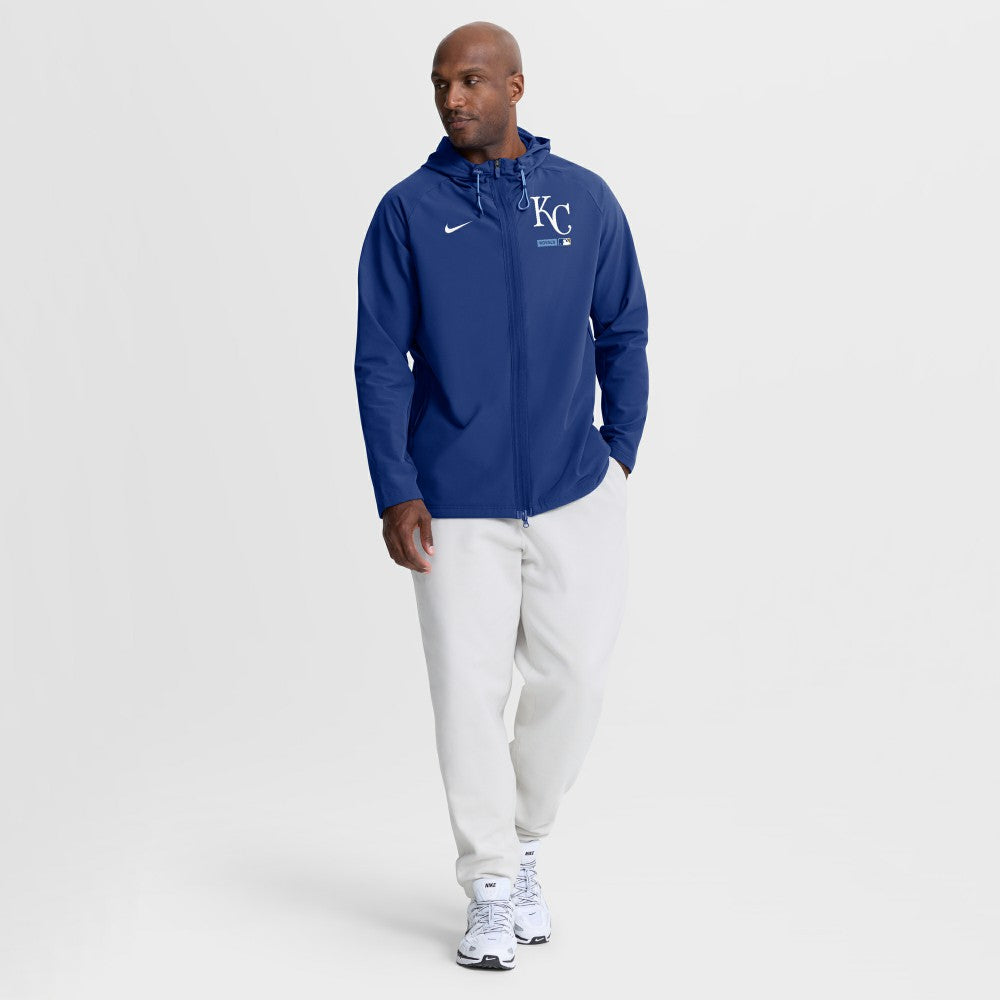 Royal Kansas City Royals Nike Authentic Collection Raglan Therma-FIT Full-Zip Hooded Jacket