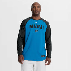 Blue Miami Marlins Nike Authentic Collection Raglan Dri-FIT Sweatshirt