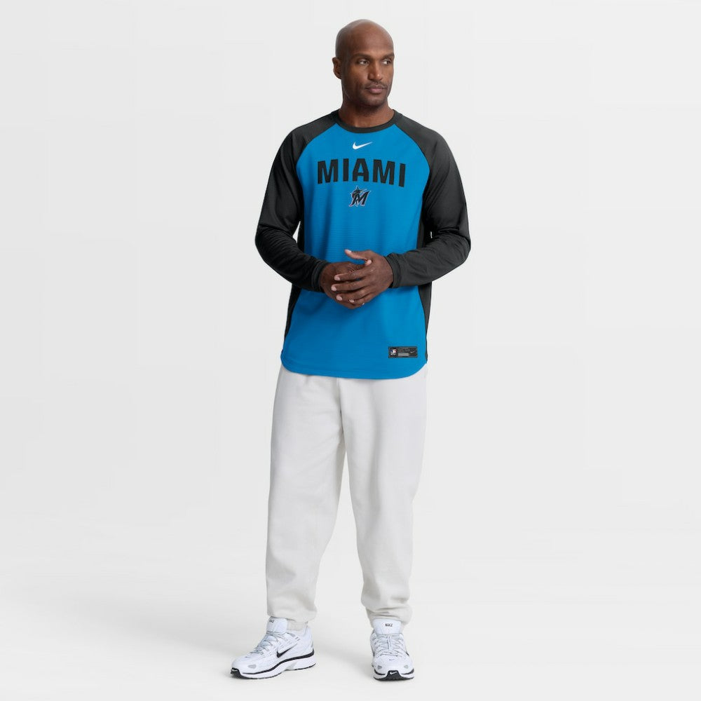 Blue Miami Marlins Nike Authentic Collection Raglan Dri-FIT Sweatshirt