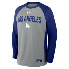 Heather Charcoal Los Angeles Dodgers Nike Authentic Collection Raglan Dri-FIT Sweatshirt