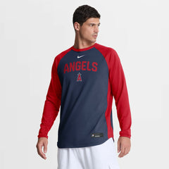 Navy Los Angeles Angels Nike Authentic Collection Raglan Dri-FIT Sweatshirt