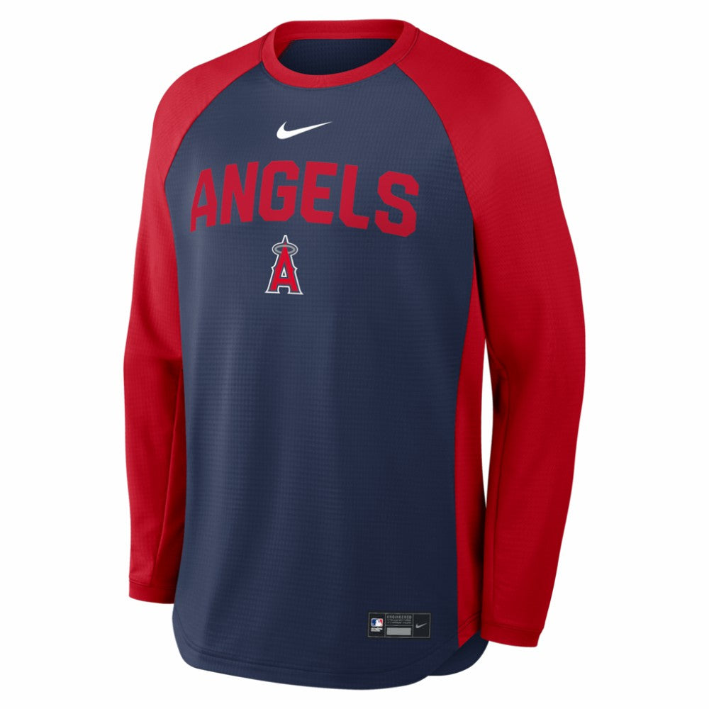Navy Los Angeles Angels Nike Authentic Collection Raglan Dri-FIT Sweatshirt