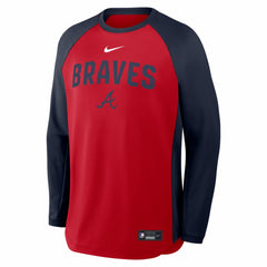 Red Atlanta Braves Nike Authentic Collection Raglan Dri-FIT Sweatshirt