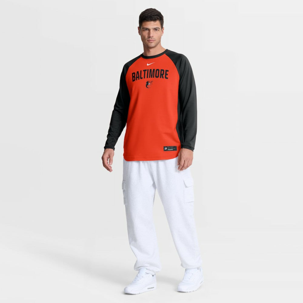 Orange Baltimore Orioles Nike Authentic Collection Raglan Dri-FIT Sweatshirt