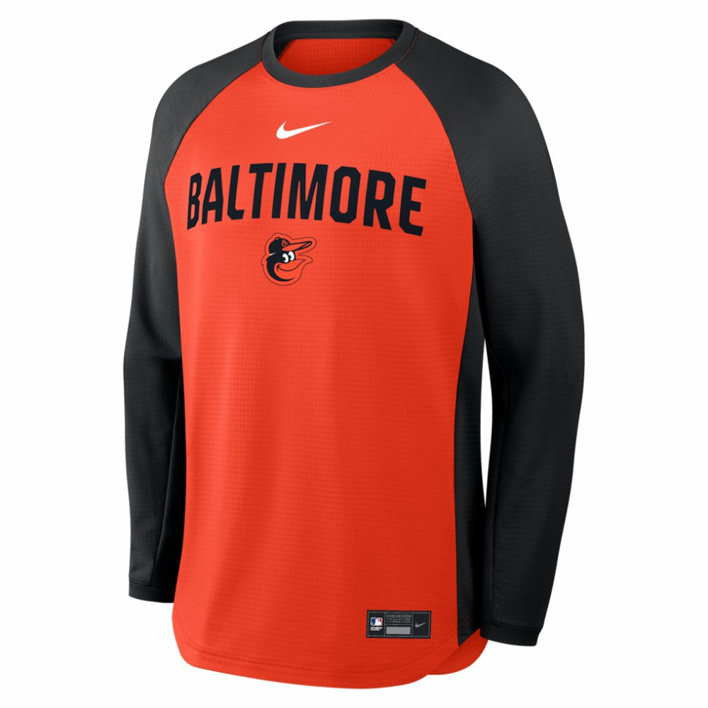 Orange Baltimore Orioles Nike Authentic Collection Raglan Dri-FIT Sweatshirt