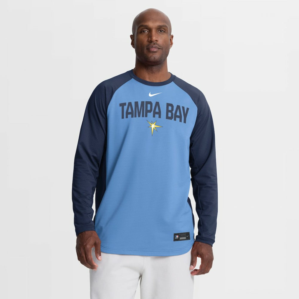 Light Blue Tampa Bay Rays Nike Authentic Collection Raglan Dri-FIT Sweatshirt