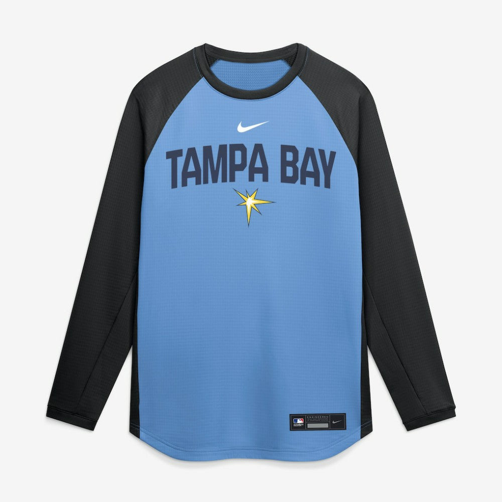 Light Blue Tampa Bay Rays Nike Authentic Collection Raglan Dri-FIT Sweatshirt