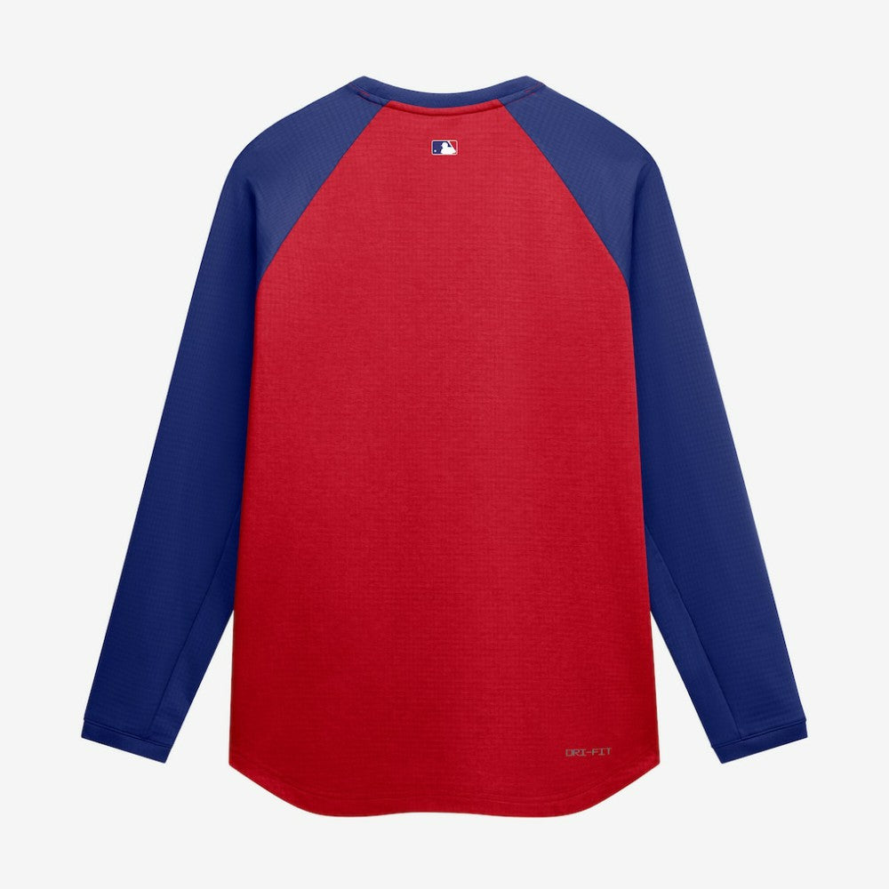 Red Texas Rangers Nike Authentic Collection Raglan Dri-FIT Sweatshirt