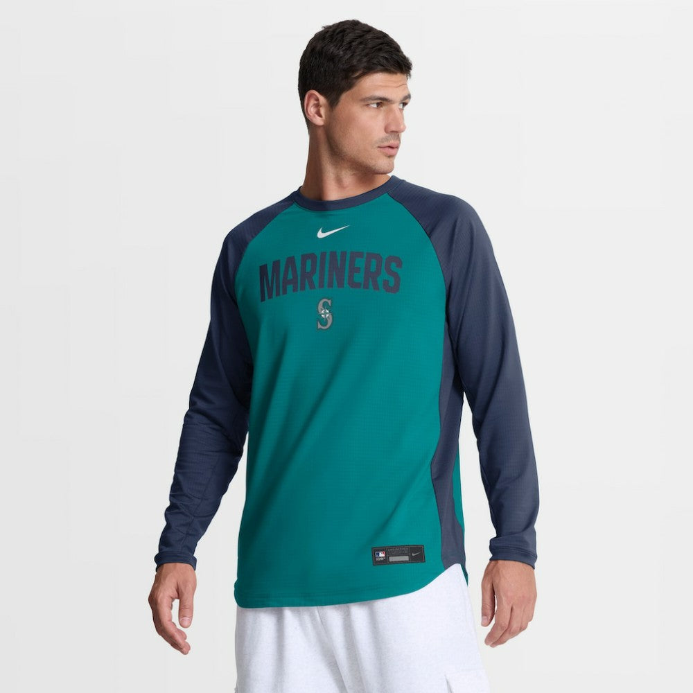 Teal Seattle Mariners Nike Authentic Collection Raglan Dri-FIT Sweatshirt