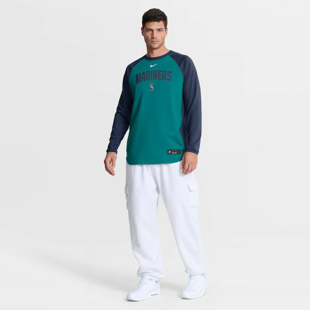 Teal Seattle Mariners Nike Authentic Collection Raglan Dri-FIT Sweatshirt