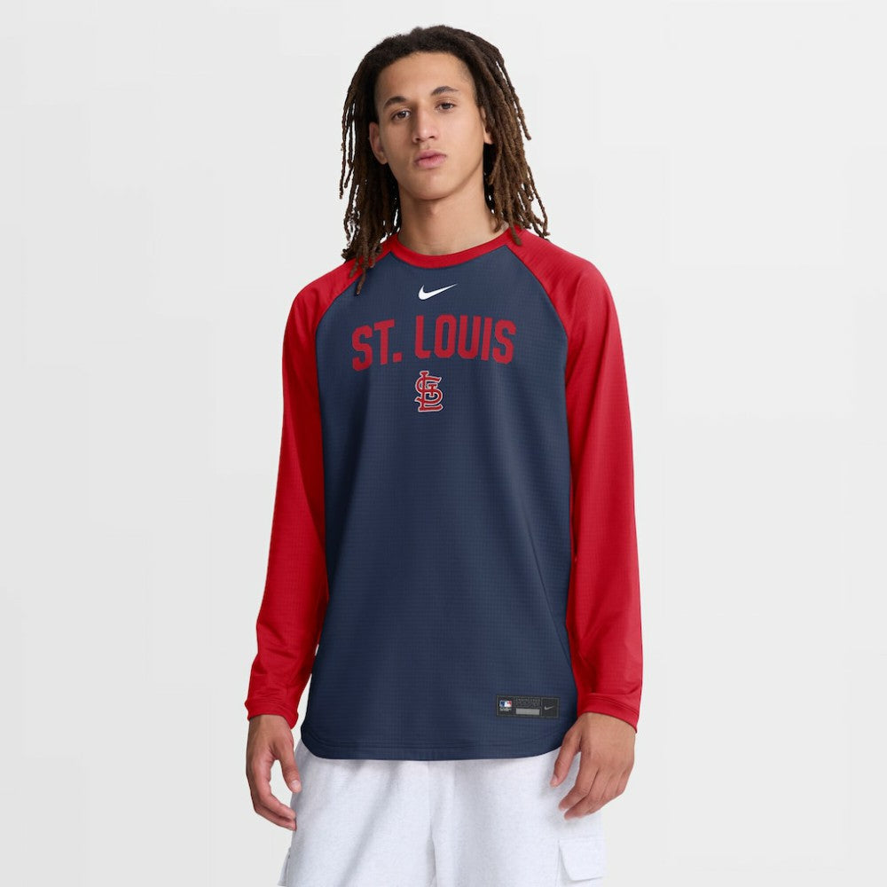 Navy St. Louis Cardinals Nike Authentic Collection Raglan Dri-FIT Sweatshirt