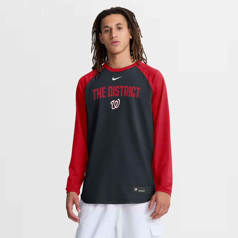 Navy Washington Nationals Nike Authentic Collection Raglan Dri-FIT Sweatshirt