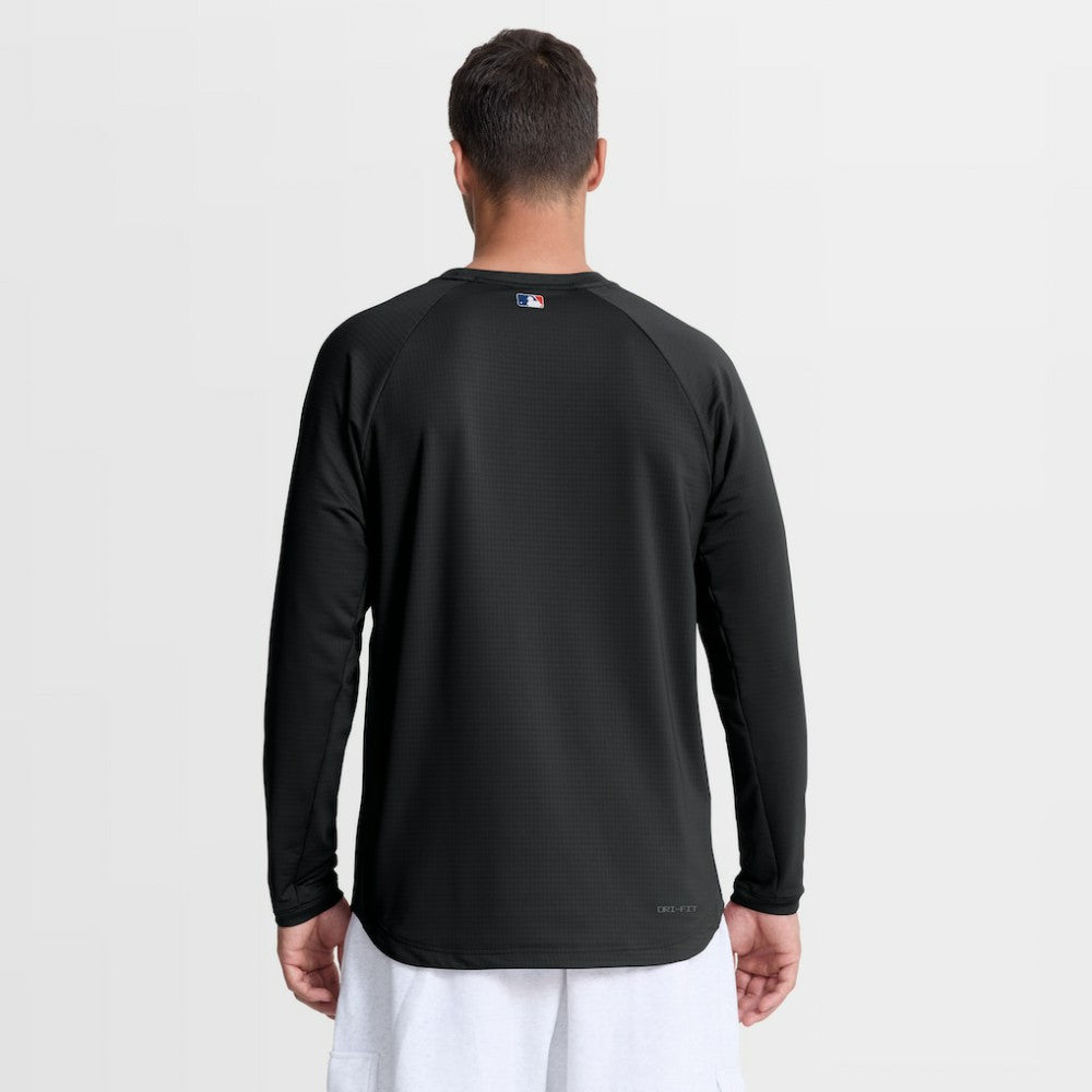 Black New York Mets Nike Authentic Collection Raglan Dri-FIT Sweatshirt