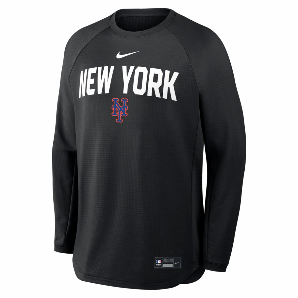 Black New York Mets Nike Authentic Collection Raglan Dri-FIT Sweatshirt