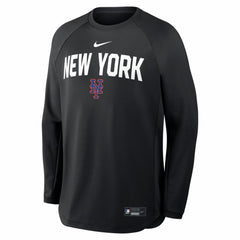 Black New York Mets Nike Authentic Collection Raglan Dri-FIT Sweatshirt