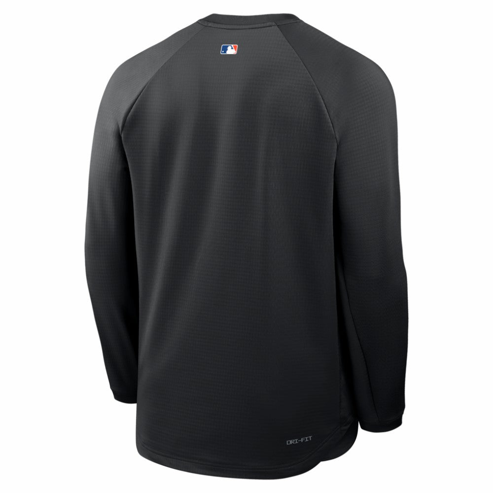 Black New York Mets Nike Authentic Collection Raglan Dri-FIT Sweatshirt