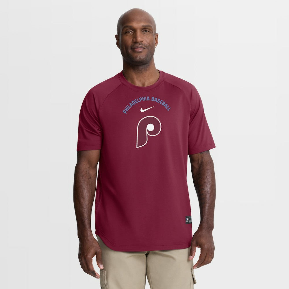 Burgundy Philadelphia Phillies Nike Authentic Collection Batting Practice Pre-Game Raglan Dri-FIT Top